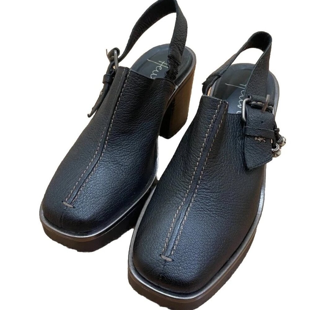 Henry Beguelin Platform Slingback Black Heels, IT 40